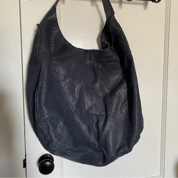 Elegant Midnight Blue Leather Hobo Bag - Picture 14 of 15